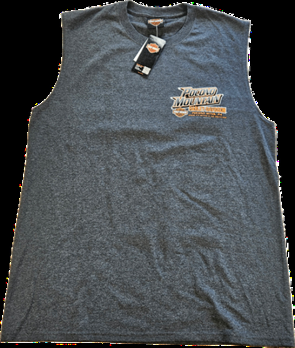 Harley-Davidson Men's Sleeveless T-Shirt Large Heather Grey Cotton Blend Graphic